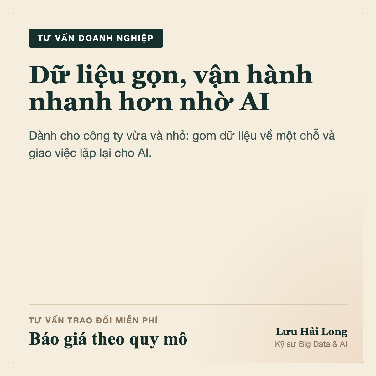 Tư vấn hệ thống dữ liệu và vận hành bằng AI cho doanh nghiệp